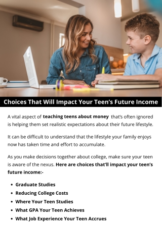 Choices That Will Impact Your Teen’s Future Income