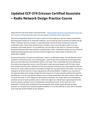 ECP-374 Ericsson Certified Associate – Radio Network Design