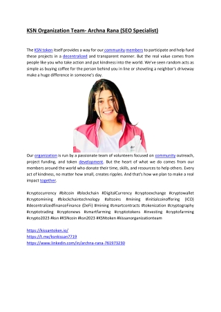 KSN Organization Team- Archna Rana (SEO Specialist)