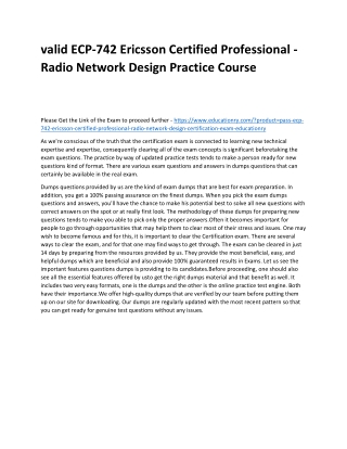 ECP-742 Ericsson Certified Professional - Radio Network Design