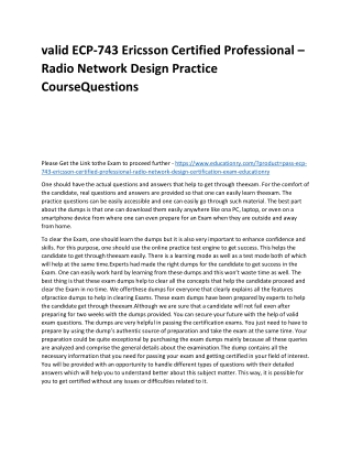 ECP-743 Ericsson Certified Professional – Radio Network Design