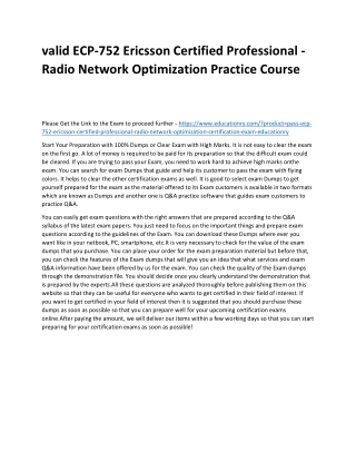 ECP-752 Ericsson Certified Professional - Radio Network Optimization