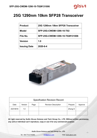 25G 1290nm 10km SFP28 Transceiver