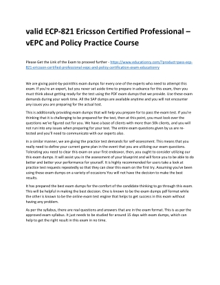 ECP-821 Ericsson Certified Professional – vEPC and Policy