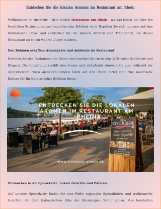 Entdecken Sie die lokalen Aromen im Restaurant am Rhein