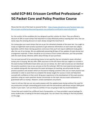 ECP-841 Ericsson Certified Professional – 5G Packet Core and Policy