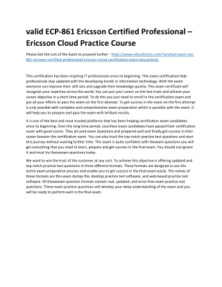 ECP-861 Ericsson Certified Professional – Ericsson Cloud