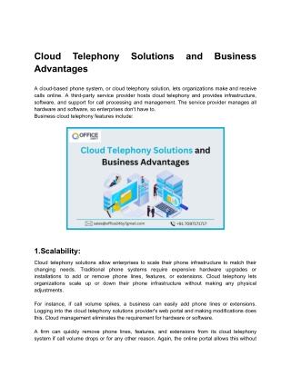 Cloud telephony solutions and Business Advantages