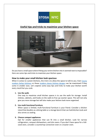 Stosa Cucine New York - Useful tips and tricks to maximize your kitchen space