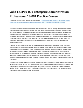 EAEP19-001 Enterprise Administration Professional 19-001