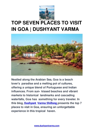 TOP SEVEN PLACES TO VISIT IN GOA _ DUSHYANT VARMA