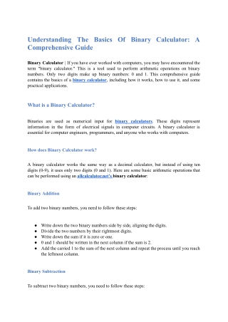 Understanding The Basics Of Binary Calculator: A Comprehensive Guide