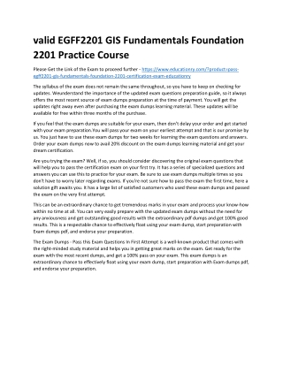 EGFF2201 GIS Fundamentals Foundation 2201