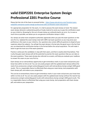 ESDP2201 Enterprise System Design Professional 2201