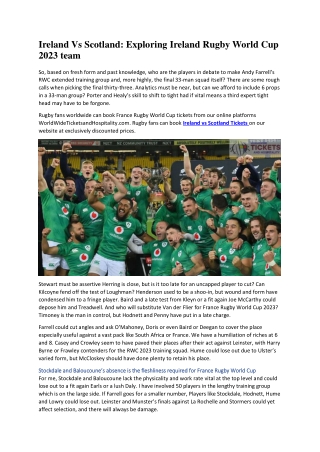 Ireland Vs Scotland Exploring Ireland Rugby World Cup 2023 team