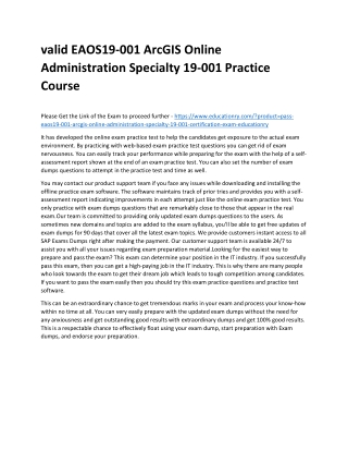 EAOS19-001 ArcGIS Online Administration Specialty 19-001