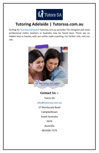 Tutoring Adelaide | Tutorssa.com.au