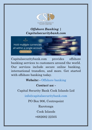 Offshore Banking  Capitalsecuritybank.com