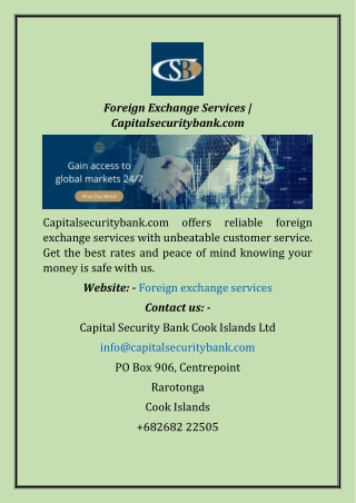 Foreign Exchange Services  Capitalsecuritybank.com