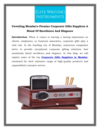 Unveiling Mumbai's Premier Corporate Gifts Suppliers A Blend Of Excellence And Elegance