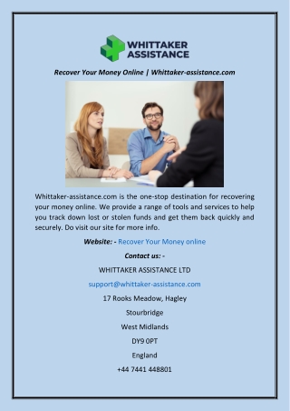 Recover Your Money Online  Whittaker-assistance.com