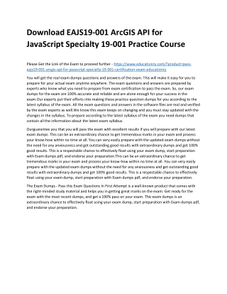 EAJS19-001 ArcGIS API for JavaScript Specialty 19-001