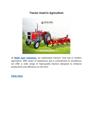 Tractor Used In Agriculture