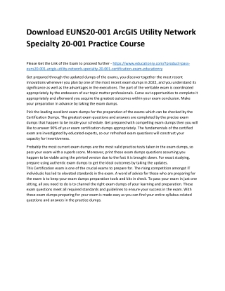 EUNS20-001 ArcGIS Utility Network Specialty 20-001