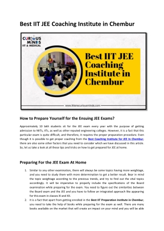 Best IIT JEE Coaching Institute in Chembur