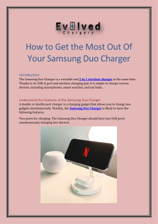 How to Get the Most Out Of Your Samsung Duo Charger