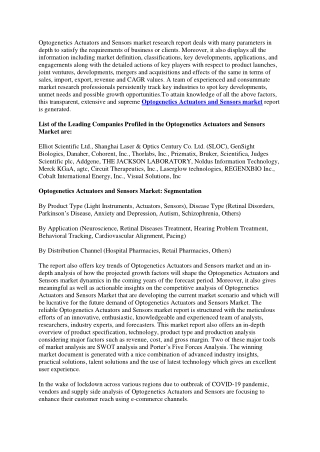Optogenetics Actuators and Sensors Market