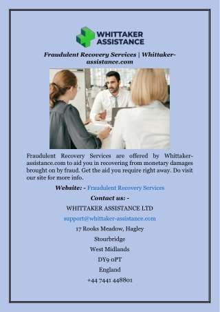 Fraudulent Recovery Services  Whittaker-assistance.com