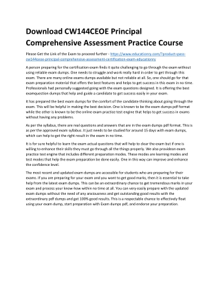 CW144CEOE Principal Comprehensive Assessment