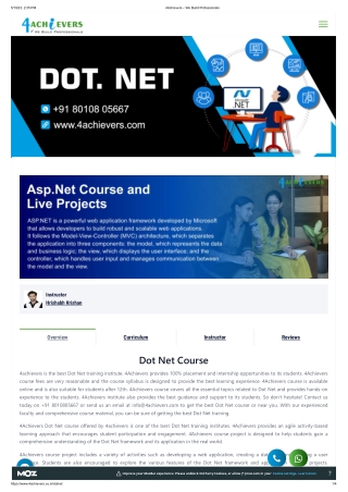 Become a Skilled ASP.NET Developer: Join 4achievers' Top-Rated Course