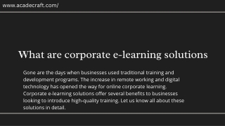 What are corporate e-learning solutions