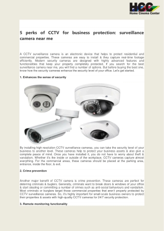 5 perks of CCTV for business protection surveillance camera near me