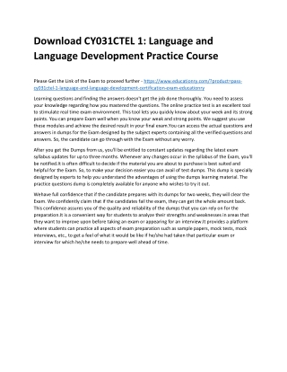 CY031CTEL 1: Language and Language Development