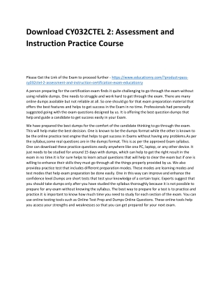 CY032CTEL 2: Assessment and Instruction