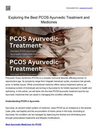 Exploring the Best PCOS Ayurvedic Treatment and Medicines