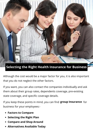 Selecting the Right Health Insurance for Business