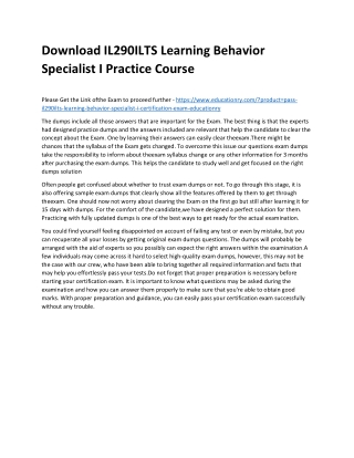 IL290ILTS Learning Behavior Specialist I