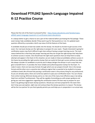 PTFL042 Speech-Language Impaired K-12