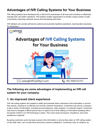 Advantages of IVR Calling Systems for Your Business