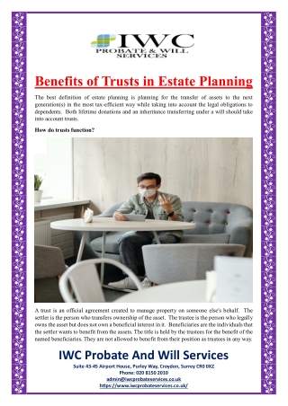 Benefits of Trusts in Estate Planning