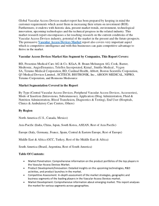 Vascular Access Devices Market