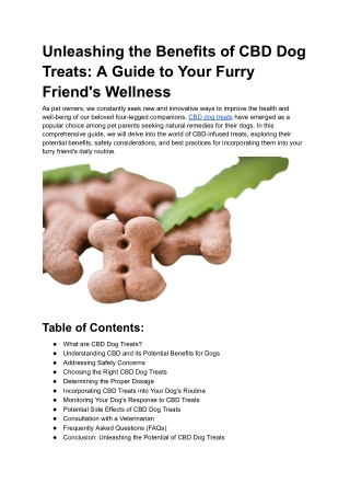 Unleashing the Benefits of CBD Dog Treats_ A Guide to Your Furry Friend's Wellness