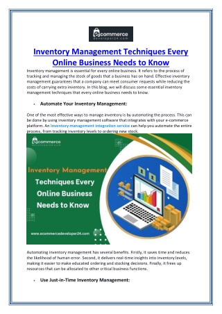 Inventory Management Techniques Every Online Business Needs to Know