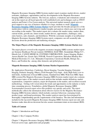 Magnetic Resonance Imaging (MRI) Systems Market