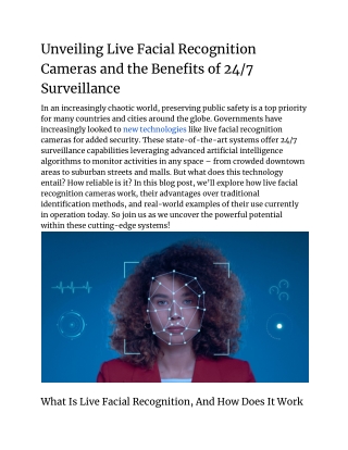 Unveiling Live Facial Recognition Cameras and the Benefits of 247 Surveillance