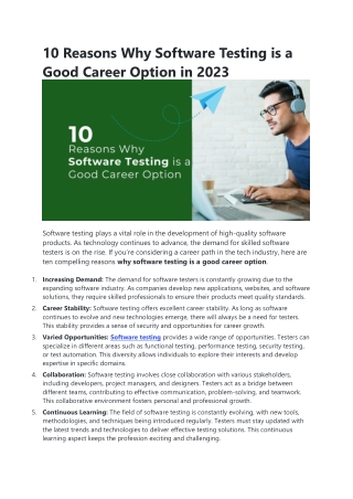 10 Reasons Why Software Testing is a Good Career Option in 2023